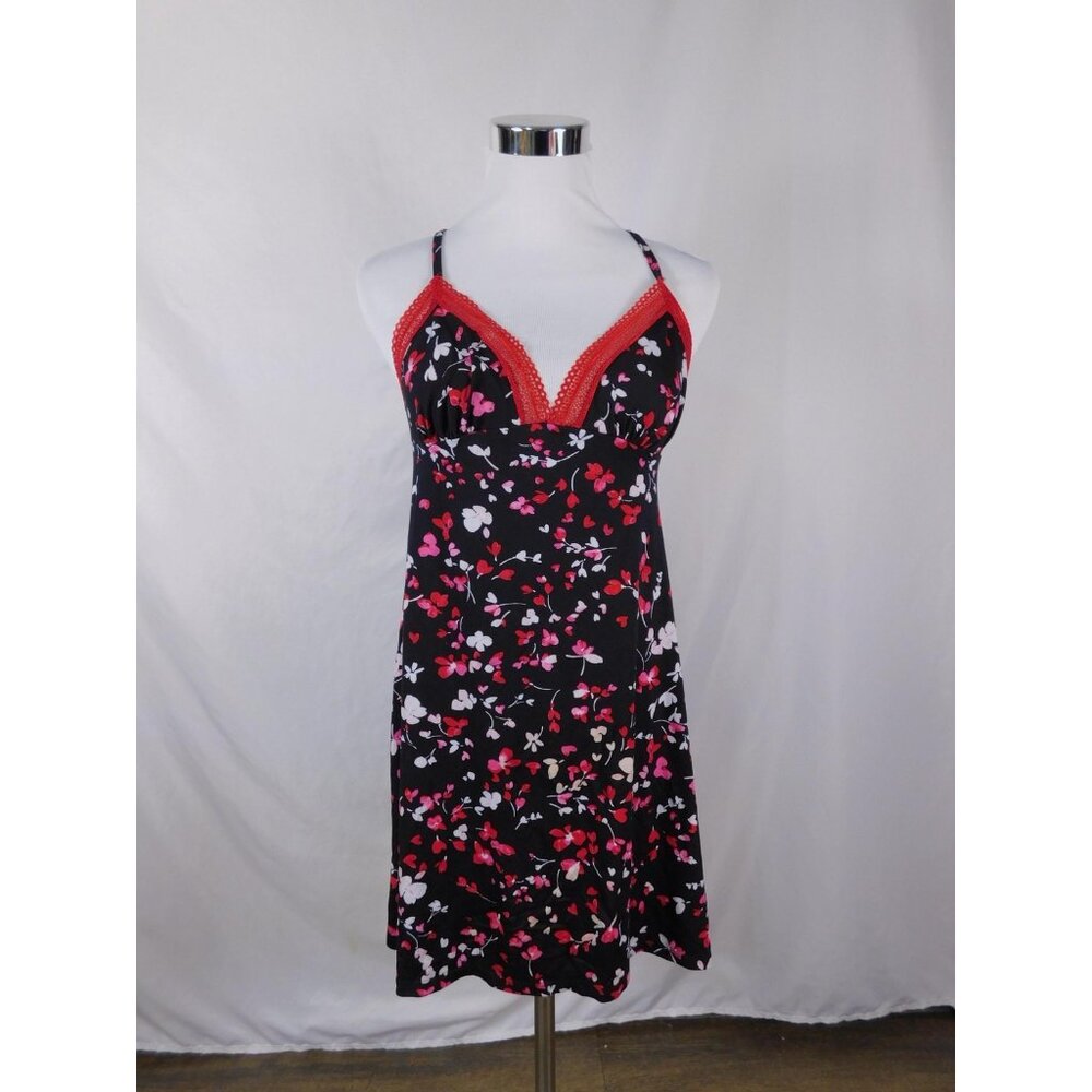 Secret Treasures Dress Womens Small Black Floral Lace Trim Slip Sleep Nightgown